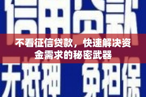 庆城不看征信贷款，快速解决资金需求的秘密武器