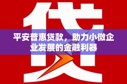 庆城平安普惠贷款，助力小微企业发展的金融利器