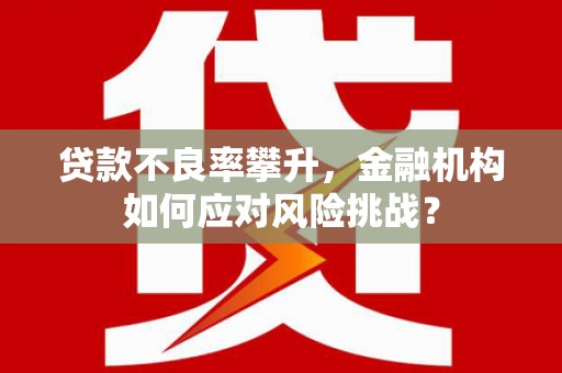 庆城贷款不良率攀升，金融机构如何应对风险挑战？